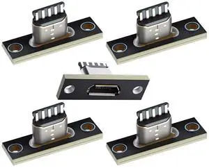 Jimier 5pcs/set DIY OEM Micro-USB 5Pin Female Type-B Socket Connector Panel Mount Type with PC Board USB 2.0 Pinout
