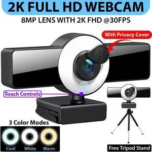 2K Webcam Auto Focusing Web Camera Full HD Cam Microphone For PC Laptop Desktop