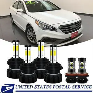 For Hyundai Sonata 2011 2012 2013 2014 LED Headlight Bulbs +Fog Lamp Combo Kit