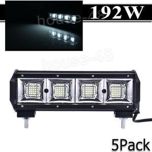 5Pcs 7" 192W  64 LED Work Light Bar Flood Fog Driving Lamp Offroad 4WD Truck