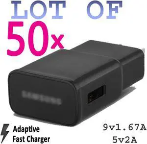 LOT 50x BLACK Adaptive Fast Wall Charger For  S6 S7 Edge Note56 Rest