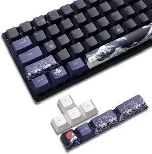 PBT Keycaps 60 Percent, Great Wave Off Kanagawa Japanese Keycaps, DYE-Sub Custom