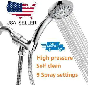 WASSA Handheld Shower Head Set With Hose High Pressure 9 Functions Bathroom