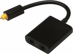 Dual Port Digital Toslink Optical Fiber Audio Splitter Cable Adapter 1 In 2 Out