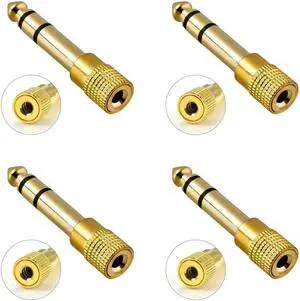 4X 6.35mm 1/4" Male plug to 3.5mm 1/8" Female Jack Stereo Headphone Adapter
