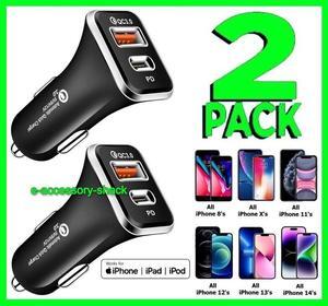 2 Pack Dual Port USB-C Fast Car Charger PD Adapter for iPhone  Android