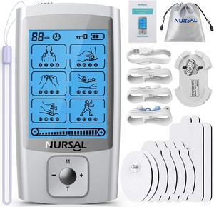 NURSAL 24 Modes TENS Unit Muscle Stimulator with Continuous Stimulation, Rechargeable Electronic Pulse Massager with 8 Pads for Back and Shoulder Pain Relief and Muscle Strength
