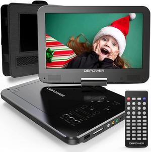 DBPOWER 12" Portable DVD Player with 5-Hour Rechargeable Battery, 10" Swivel Display Screen and SD/ USB Port, with 1.8m Car Charger, Power Adaptor and Car Headrest Mount, Region Free (Black)
