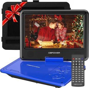 DBPOWER 11.5" Portable DVD Player, 5-Hour Built-in Rechargeable Battery, with 9" Swivel Screen, Support CD/DVD/SD Card/USB, with Remote control, 1.8M Car Charger and Power Adaptor (Blue)