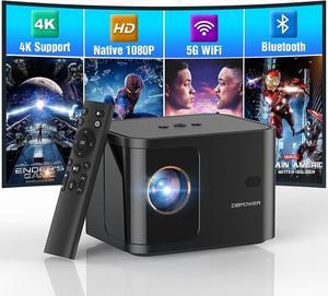 [Electric Focus] 5G WiFi Mini Bluetooth Projector 4K Support, 300 ANSI HD 1080P Portable Video Projector, ±40° Vertical Keystone|Zoom|Timer, DBPOWER Smartphone Projector Outdoor Movie for TV (Black)
