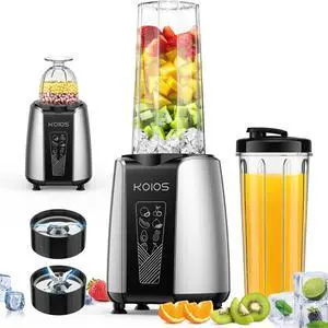 KOIOS Smoothie Blender, Max 1000w Personal Blender for Shakes and Smoothies, 12Pcs Coffee Grinder and Countertop Blenders Combo for Kitchen, Portable Smoothie Blenders with 2x22 oz To-Go Cups, Non-BPA