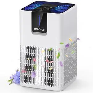 MOOKA Air Purifiers for Home Large Room Up to 1250 Ft², H13 HEPA Air Purifier for Pets Dust Odor Smoke,Aromatherapy Function,Air Cleaner with 15dB Quiet Sleep Mode for Bedroom Office Living Room,White