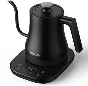 Electric Gooseneck Kettle Temperature Control Pour-Over Tea Kettle for Coffee Brewing;  Stainless Steel Inner;  1300W Rapid Heating;  Temp Holding Matte Black