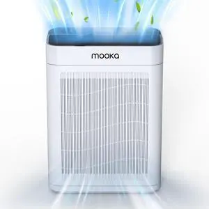 MOOKA TM06 White Air Purifiers for Home Large Room Pets Up to 2200 Sq Ft, H13 True HEPA Air Purifier Cleaner, Fragrance, Air Purifier for Bedroom Wildfire Smoke Pet Dust Pollen Odor
