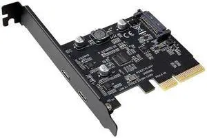 USB3.1 Expansion Card PCI-E 4X to Dual Type-C Adapter Card Converter Card 10Gbps Bandwidth Support Hot Plugging