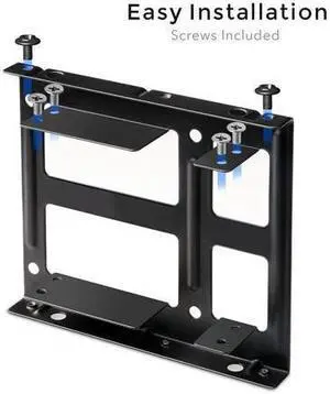 Tiss  2X25TO35MAKIT Metal Dual 2.5" to 3.5" Hard Drive Bay Mounting Bracket w/ SATA Data Cable and Power Adatepr Cable- 2 X 2.5" to 3.5" HDD / SSD Mounting Bracket Kit - Black