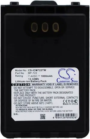 Two-Way Radio Battery for Icom BP-722 ID-31A ID-31E ID-51A ID-51E 1800mAh NEW
