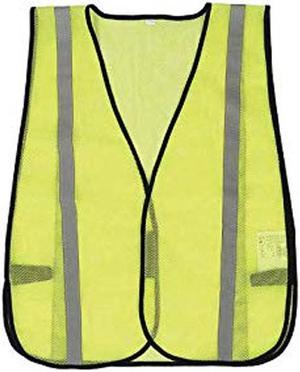 6101G - SAFETY VEST 1IN REFLECTIVE TAPE FLUORESCENT POLYESTER MESH LIME