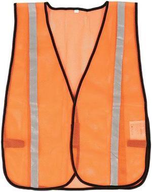 6101O - SAFETY VEST 1IN REFLECTIVE TAPE FLUORESCENT POLYESTER MESH ORNGE