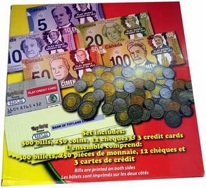 G5AP 339 - CANADIAN PLAY MONEY BILLS COINS CHEQUES AND CREDIT CARDS SET