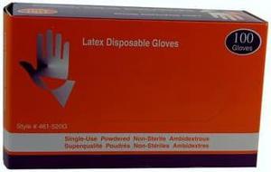 46I-520G-MED - GLOVES INDUSTRIAL/FOOD GRADE MED LATEX POWDERED DISPOSABLE CLEAR (100 pcs/pkg)