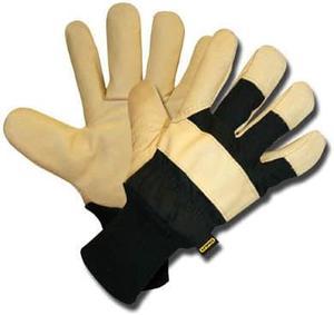 S89321 - GLOVES LEATHER PIGSKIN LARGE FLEECE LINING KNIT WRIST