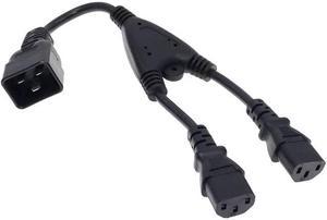 PYKW-3371 - JUMPER CORD C20/12AWG TO 2XC13 14AWG 6FT RND BLK SJT 15A/250V