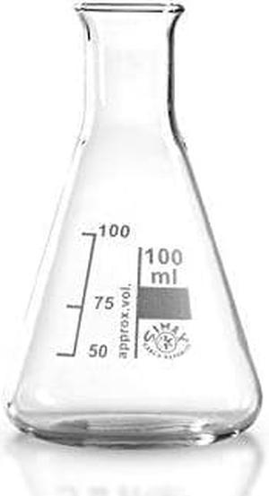 GL025-0100 - FLASK CLEAR GLASS 100ML GRADUATED