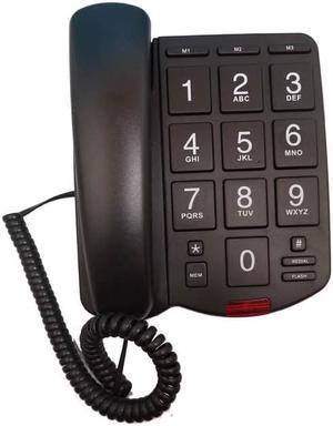 TEL-3BK - TELEPHONE WITH BIG BUTTONS BLACK BLACK PHONE