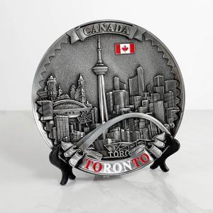 02-0110 - TORONTO SOUVENIR PEWTER LANDMARK PLATE 8IN