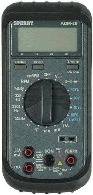 ADM-28 - MULTIMETER DIGITAL AUTOMOTIVE DC/AC/AMPS/OHMS/RPM/FREQ./DIODE