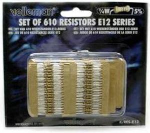 K/RES-E12 - RESISTOR SET ASSORTED 1/4W 5% CF 610PCS (61 VALUES OF 10PCS EACH) (610 pcs/pkg)