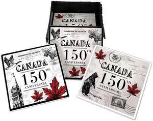 00879 - CANADA SOUVENIR COASTERS 150TH ANNIVERSARY (4 pcs/pkg)