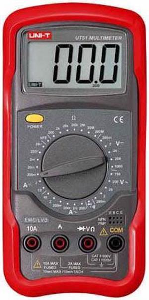 UT51 - MULTIMETER DIGITAL 10A W/BASIC HFE/DIODE HANDHELD