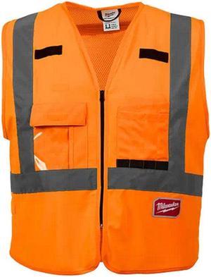 48-73-5031 - SAFETY VEST REFLECTIVE ORANGE S/M WITH 10 POCKETS