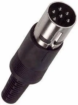 DIN-6P - DIN PLUG 6POS INLINE PLASTIC BLK