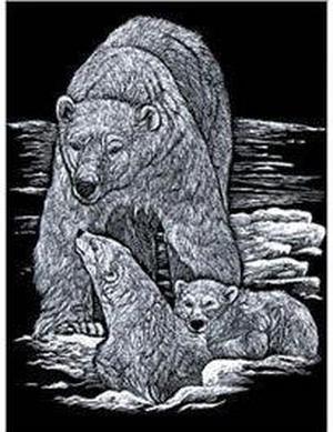 SILF14 - SILVER ENGRAVING POLAR BEAR AND CUBS