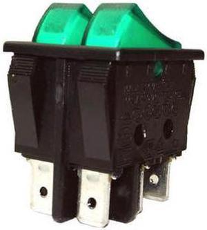 R210-2C2LBGN-DP - ROCKER SWITCH DUAL LIT 2P1T 16A ON-OFF 125VAC QT 22X30MM GRN