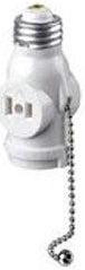 727-1406-W - LAMP HOLDER AND 2-OUTLET ADAPTER WITH PULL CHAIN 660W 125V