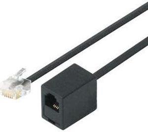 PA-102BC-BLK - MODULAR CABLE 6P4C M/F 25FT BLACK