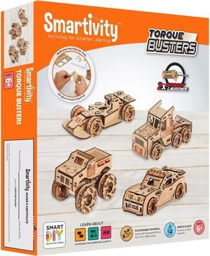 SMRT1117 - SMARTIVITY TORQUE BUSTER 3D WOODEN CAR STEM TOY BUILDING SET