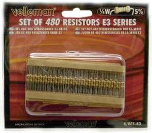 K/RES-E3 - RESISTOR SET ASSORTED 1/4W 5% CF 30 EACH OF 16 VALUES (480 pcs/pkg)