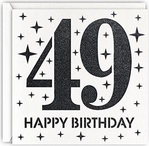 Black 49Th Birthday Card, Laser Cut Glitter Woman Man Age 49 Gift For Husband, Brother, Father