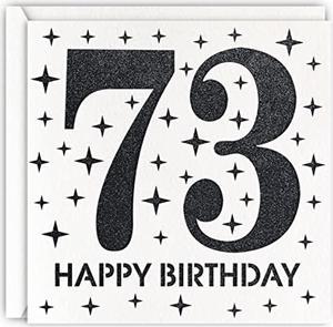 Black 73Rd Birthday Card, Laser Cut Glitter Woman Man Age 73 Gift For Husband, Brother, Father
