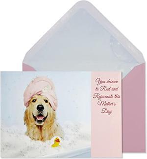 Mothers Day Card, Dog In Bath, Includes A Unique Sentiment And Coordinating Envelope (Nmd-0042)