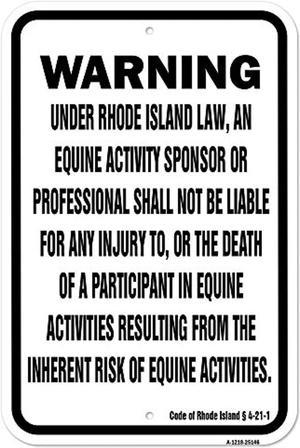 Rhode Island Equine | 12" X 18" Heavy-Gauge Aluminum Rust Proof Parking Sign | Protect Your Business & Municipality | Made In The Usa
