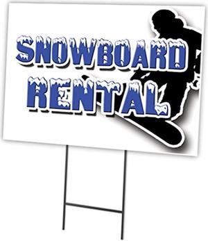 Snowboard Rental 12"X16" Yard Sign & Stake Outdoor Plastic Coroplast Window