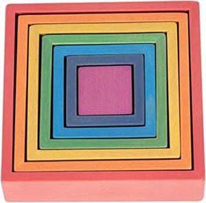 - 73416 Wooden Rainbow Architect Squares - Nesting Puzzle - Stacking Blocks For Ages 12M+