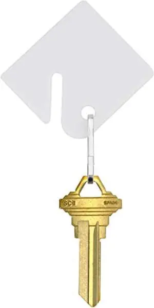 Slotted Rack Key Tags With Snap Hook, White, Pack Of 20