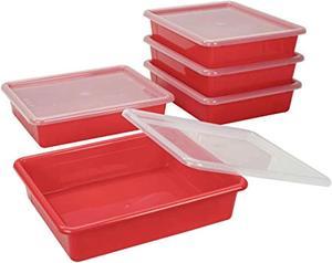 Letter Size Tray with Lid, Flat Storage Bin, 10-Pack